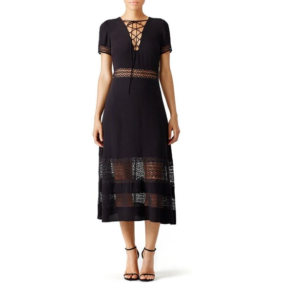 Rebecca Minkoff Black Marshall Midi Dress sz. 4 - Picture 1 of 9